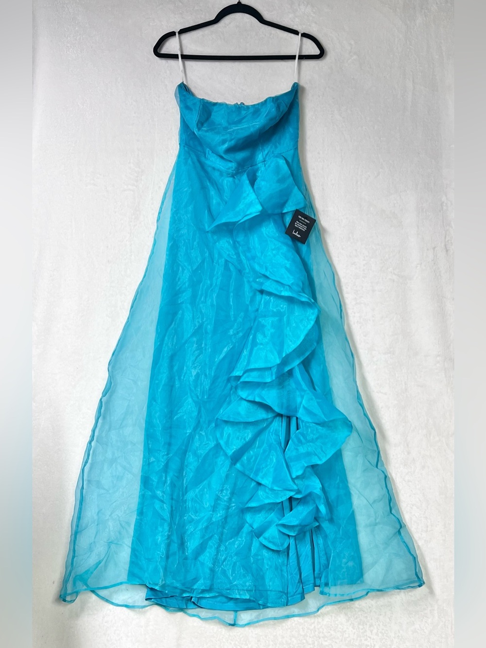Lulus Exquisite Ease Teal Green Organza Strapless Ruffled Maxi Dress Size S NWT - Picture 5 of 13